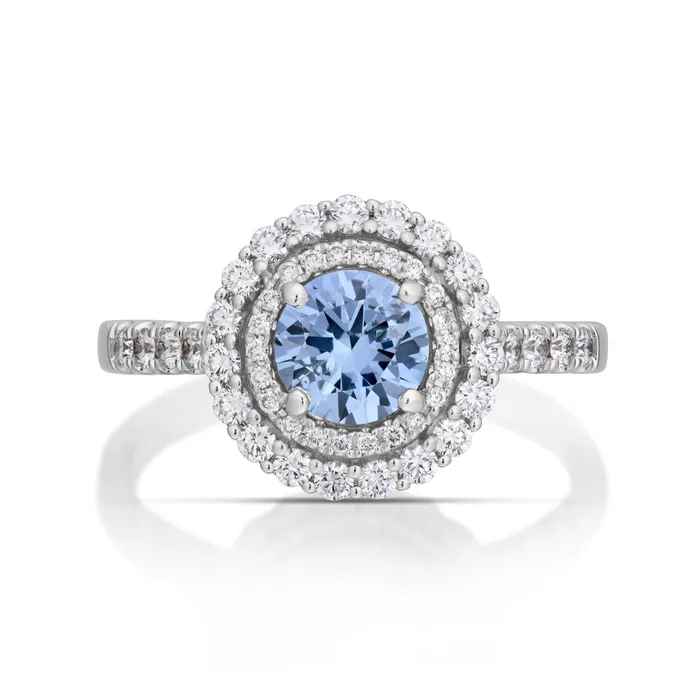 098 Carat Sapphire and Diamond Double Halo Ring Stephen Silver Fine Jewelry Rings 098 Carat Sapphire and Diamond Double Halo Ring Stephen Silver Fine Jewelry Rings