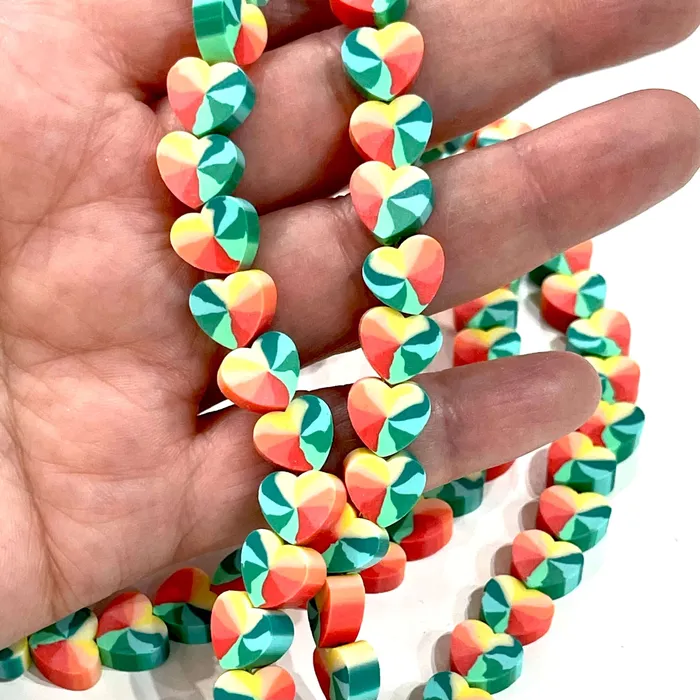 10mm Polymer Clay Hearts10 Beads in a Pack Peppy Beads Earrings