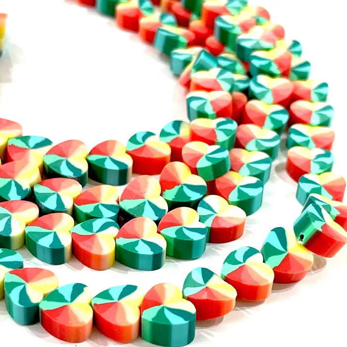 10mm Polymer Clay Hearts10 Beads in a Pack Peppy Beads Earrings