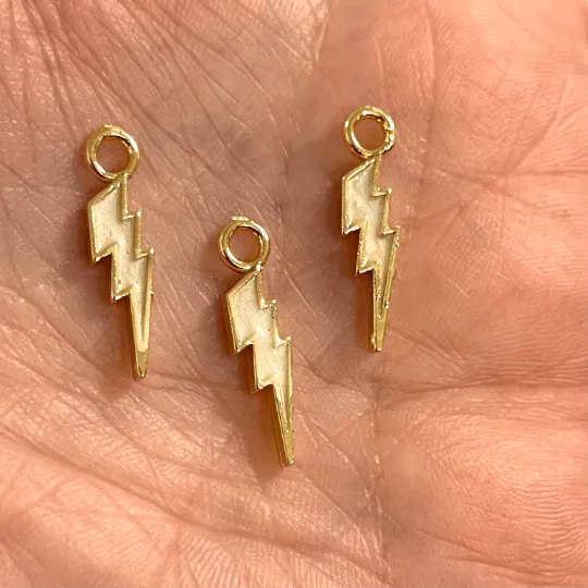24Kt Gold Plated Brass Lightning Charms Gold Plated Ivory Enamelled Brass Lightning Charms 3 pcs in a pack Peppy Beads Earrings 24Kt Gold Plated Brass Lightning Charms Gold Plated Ivory Enamelled Brass Lightning Charms 3 pcs in a pack Peppy Beads Earrings