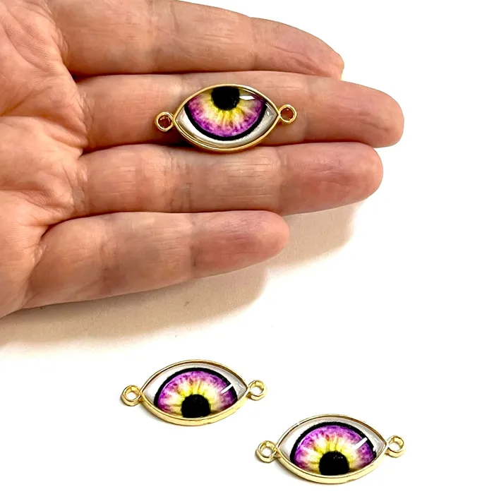 24Kt Gold Plated Eye Connector Charms 2 pcs in a pack Peppy Beads Earrings