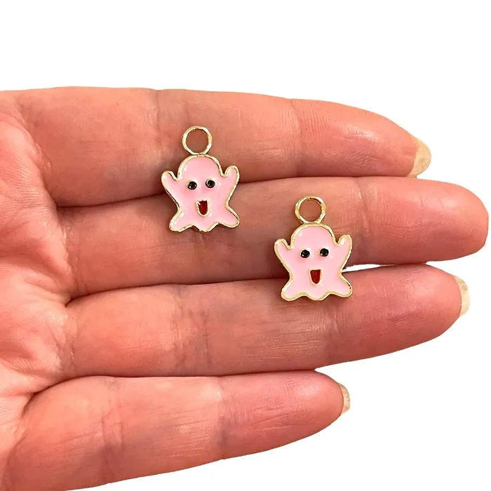 24Kt Gold Plated Pink Enamelled Casper Charm Gold Plated Ghost Charms 2 Pcs in a pack Peppy Beads Earrings 24Kt Gold Plated Pink Enamelled Casper Charm Gold Plated Ghost Charms 2 Pcs in a pack Peppy Beads Earrings