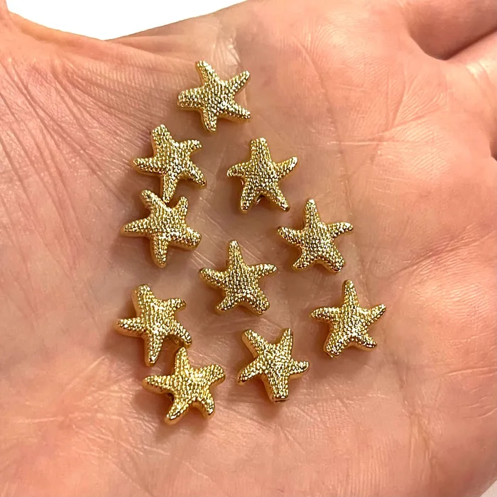 24Kt Gold Plated Starfish Spacer Charms 10 pcs in a pack Peppy Beads Earrings