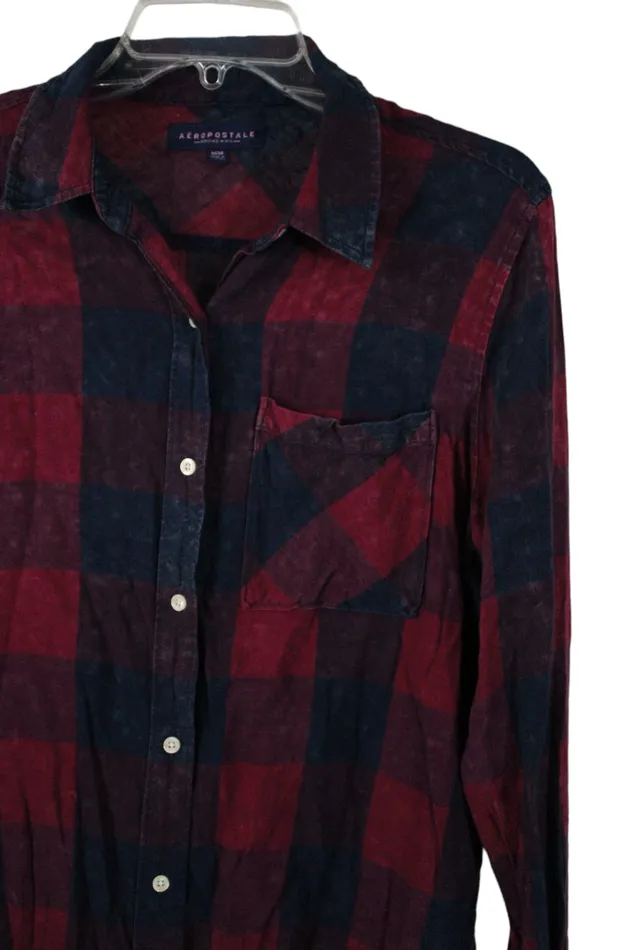 Aeropostale Rings Aeropostale Soft Blue Red Plaid Shirt M