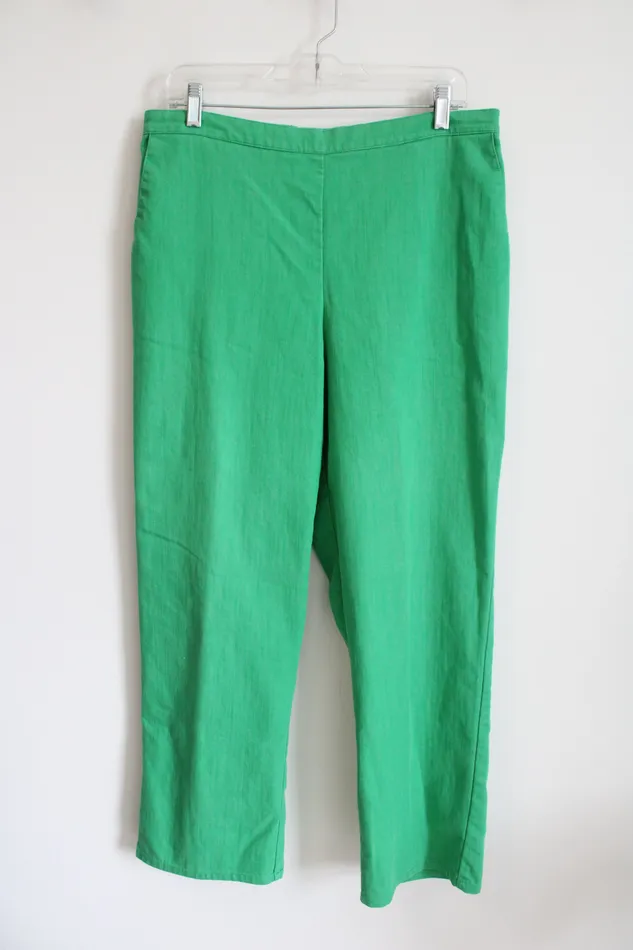 Alfred Dunner Earrings Alfred Dunner Green Denim Elastic Waistband Pant 14