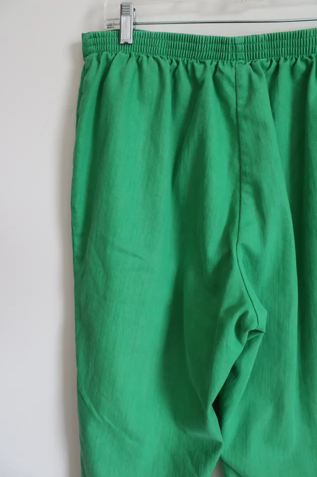 Alfred Dunner Earrings Alfred Dunner Green Denim Elastic Waistband Pant 14