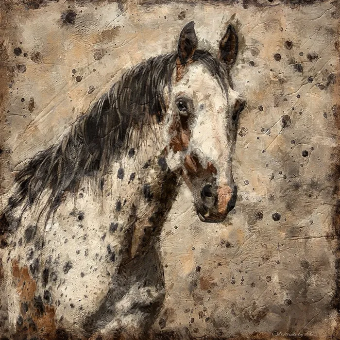 Appaloosa Custom Horse Portrait Brown and Beige Background Portraits by NC Necklaces Appaloosa Custom Horse Portrait Brown and Beige Background Portraits by NC Necklaces