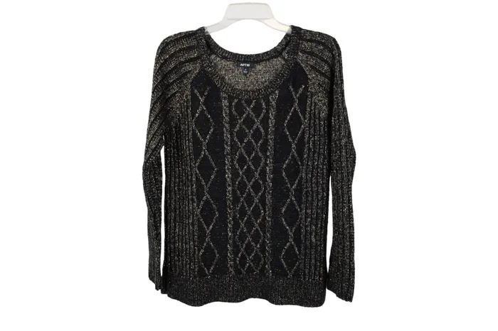 APT9 Black Gold Shimmer Knit Sweater M APT9 Rings