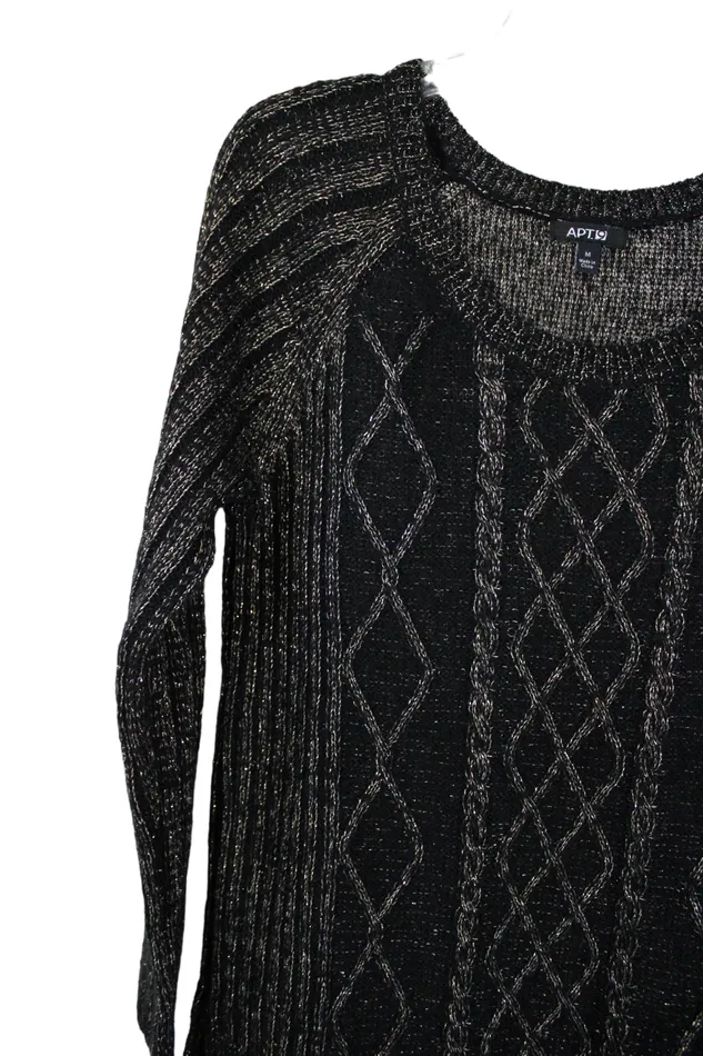 APT9 Black Gold Shimmer Knit Sweater M APT9 Rings