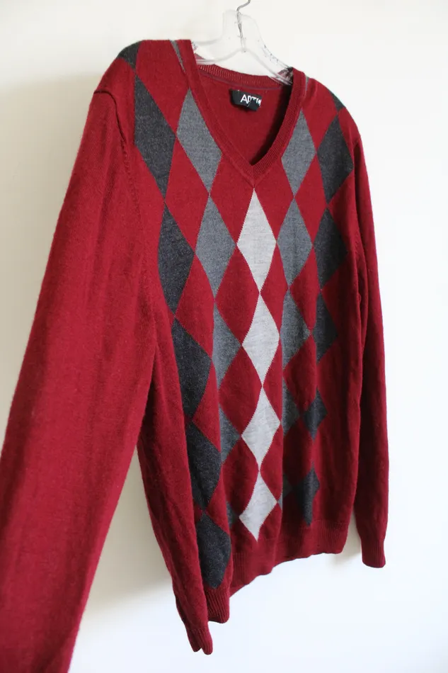 APT9 Merino Wool Blend Red Argyle Sweater XL APT9 Earrings