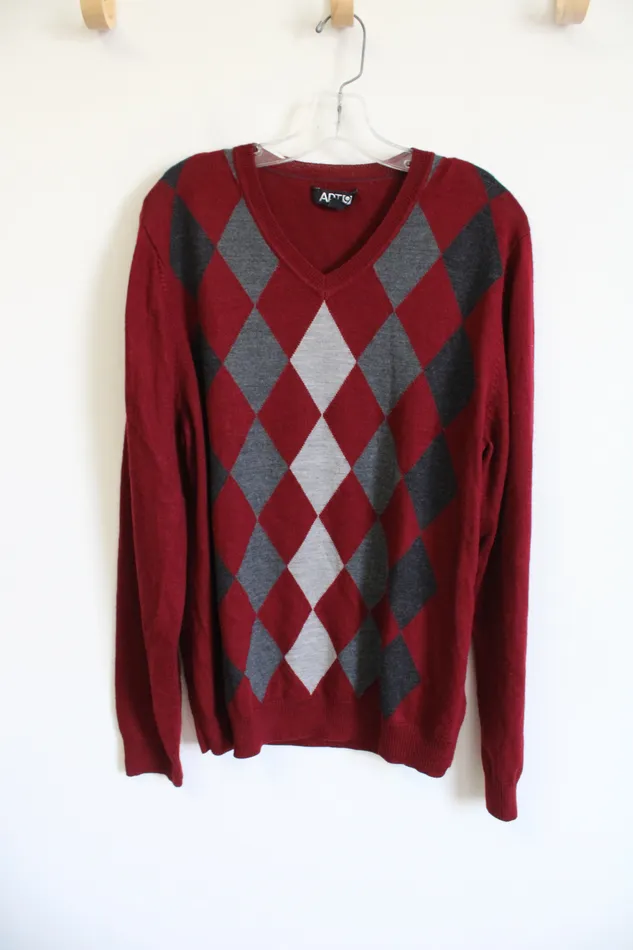 APT9 Merino Wool Blend Red Argyle Sweater XL APT9 Earrings