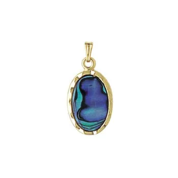 ARIKINEWZEALAND Necklaces Ariki Paua 22K Gold Scalloped Oval Pendant