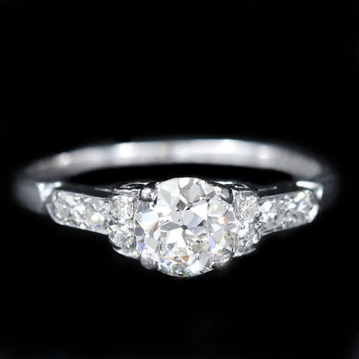 Art Deco 069 Carat Old European Cut Diamond Engagement Ring Jack Weir and Sons Inc Rings