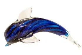 BARRYOWEN Rings Handblown Glass Blue Swirl Glitter Dolphin