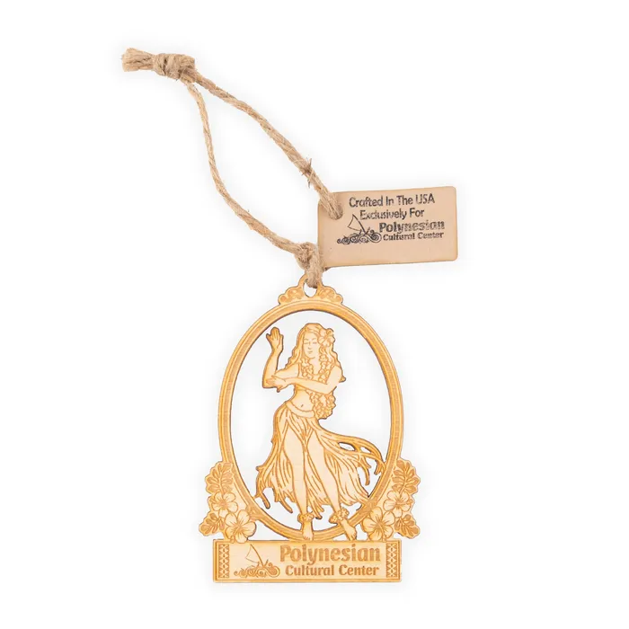 BICAST Rings Polynesian Cultural Center Laser Cut Wood Hula Girl Ornament