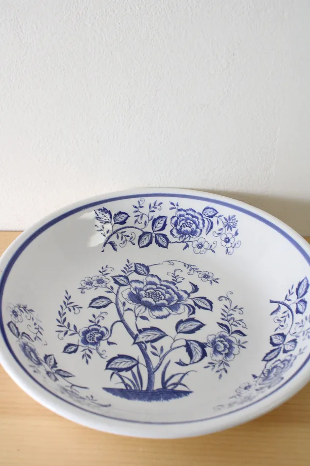 Blue Floral Serving Japan Bowl 11 Jubilee Thrift Rings