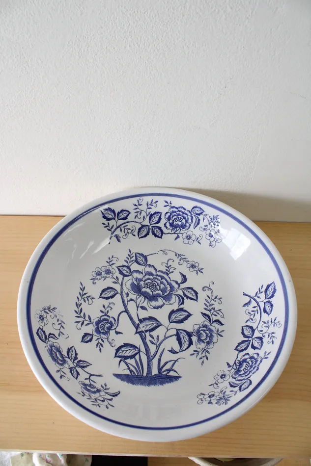 Blue Floral Serving Japan Bowl 11 Jubilee Thrift Rings