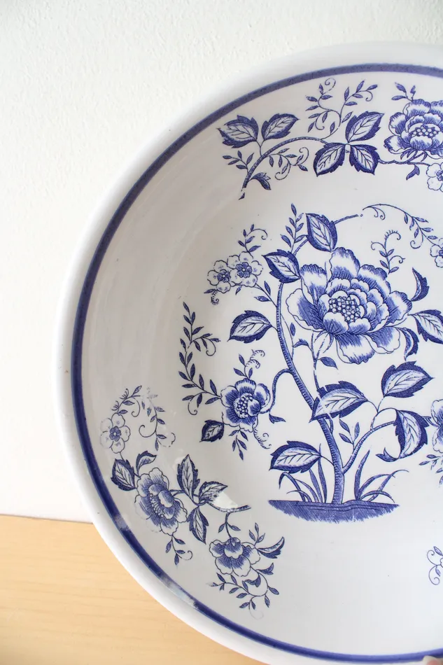 Blue Floral Serving Japan Bowl 11 Jubilee Thrift Rings
