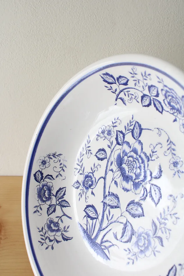Blue Floral Serving Japan Bowl 11 Jubilee Thrift Rings
