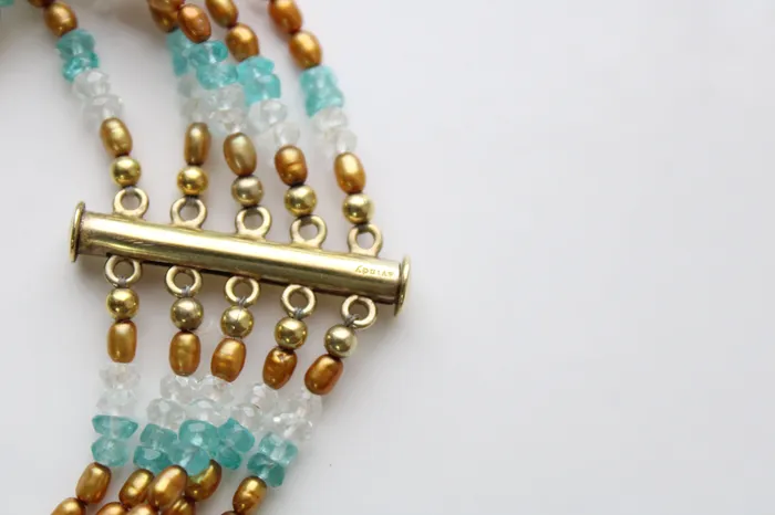 Bracelets Avindy Avindy India Blue Gold Beaded Bracelet