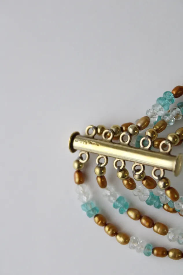 Bracelets Avindy Avindy India Blue Gold Beaded Bracelet