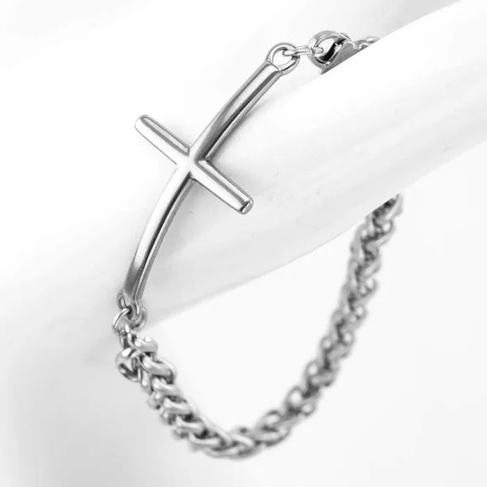 Bracelets Lords Guidance Mens Cross Bracelet br Latin Steel Cross