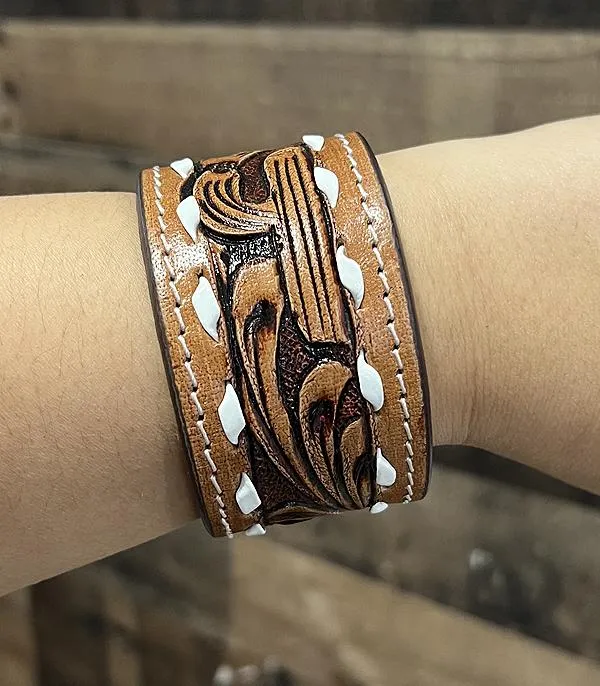 Bracelets WESTERN LEATHER TOOLING BRACELET BROWN YKT
