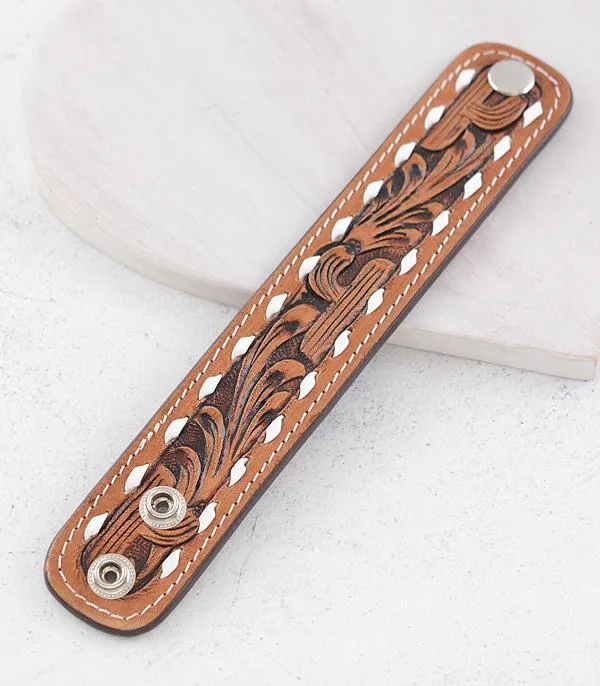 Bracelets WESTERN LEATHER TOOLING BRACELET BROWN YKT