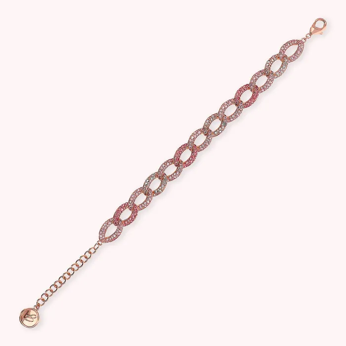 Bronzallure Bracciale Catena Grumetta con Pav di Cubic Zirconia Rings