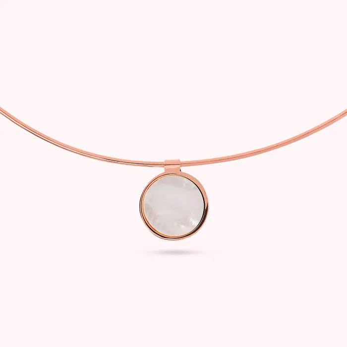 Bronzallure Collana Choker con Pendente a Disco in Pietra Naturale Earrings