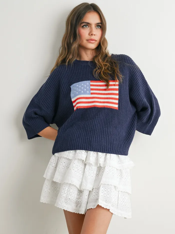 Butter Melon Earrings Patriotic Sweater