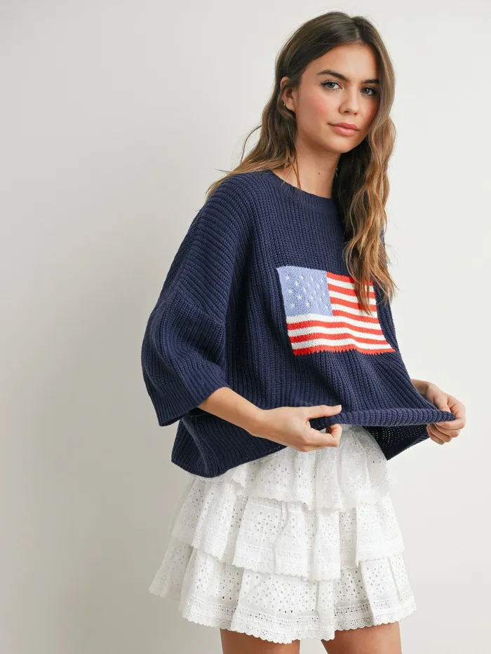 Butter Melon Earrings Patriotic Sweater