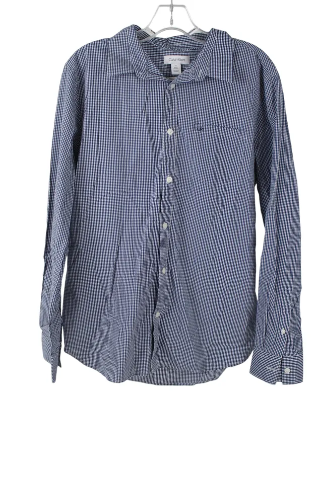 Calvin Klein The Extra Fine Cotton Gingham Blue Shirt L Calvin Klein Rings
