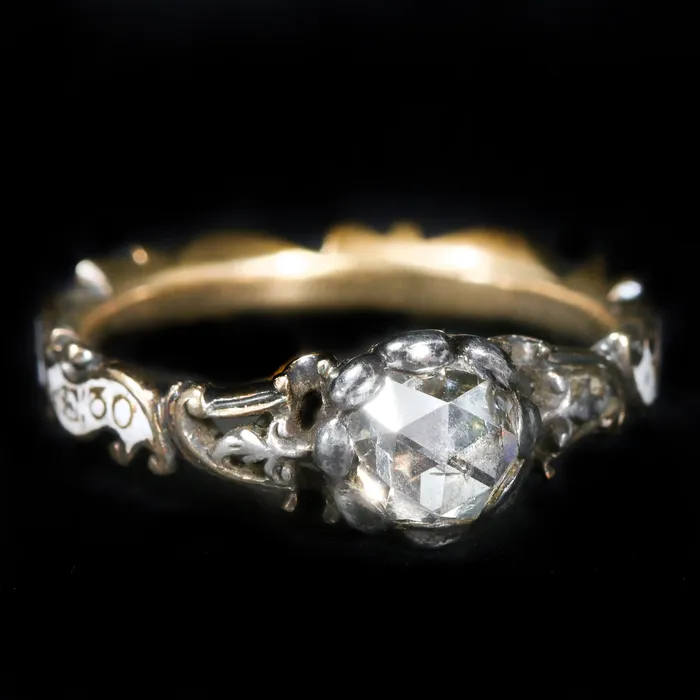 Carl Blackburn Fine Jewelry Rings Georgian Rose Cut Diamond and Enamel Mourning Ring Circa 1752 Carl Blackburn Fine Jewelry Rings Georgian Rose Cut Diamond and Enamel Mourning Ring Circa 1752