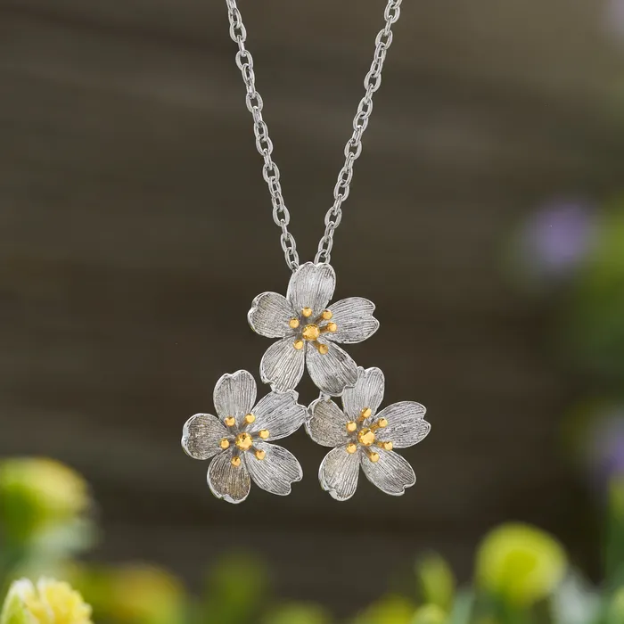 Chadds Ford Jewelry Necklaces Triple Cherry Blossom Necklace