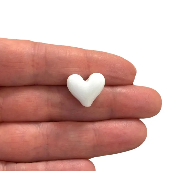Charm Necklaces Hand Made Murano Glass White Heart Charm Peppy Beads
