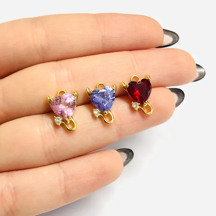 Charm Necklaces Peppy Beads Devil Heart 24Kt Gold Plated Swarovski Heart Charm Charm Necklaces Peppy Beads Devil Heart 24Kt Gold Plated Swarovski Heart Charm