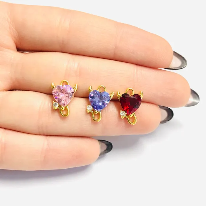 Charm Necklaces Peppy Beads Devil Heart 24Kt Gold Plated Swarovski Heart Charm Charm Necklaces Peppy Beads Devil Heart 24Kt Gold Plated Swarovski Heart Charm