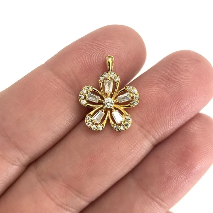 Charm Necklaces Peppy Beads Swarovski Crystal Baguette Cut Flower Charm