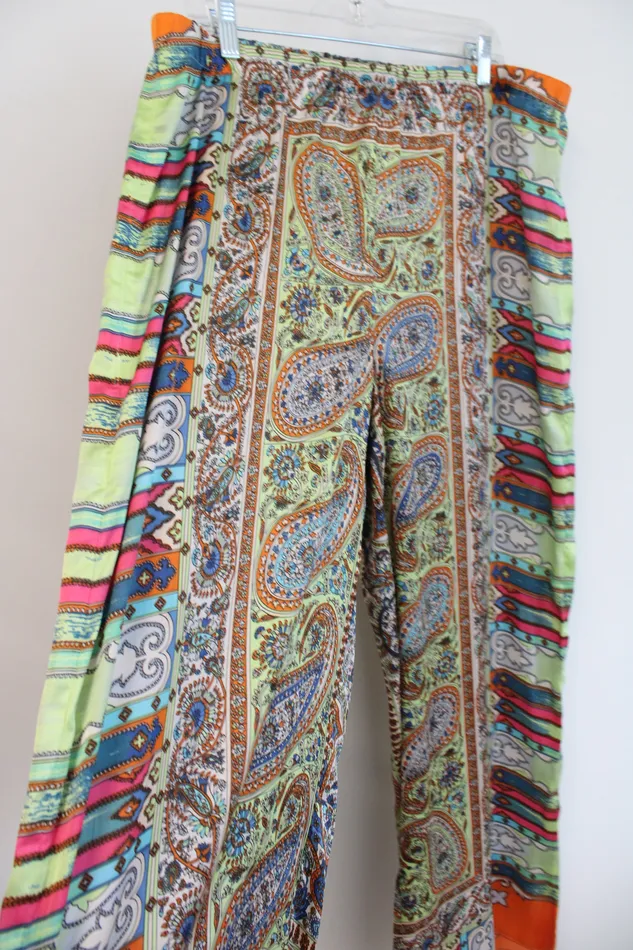 Chicos Paisley Satin Lightweight Summer Pant 3 XL16 Chicos Earrings