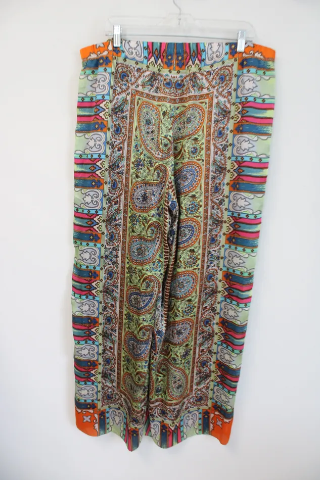 Chicos Paisley Satin Lightweight Summer Pant 3 XL16 Chicos Earrings