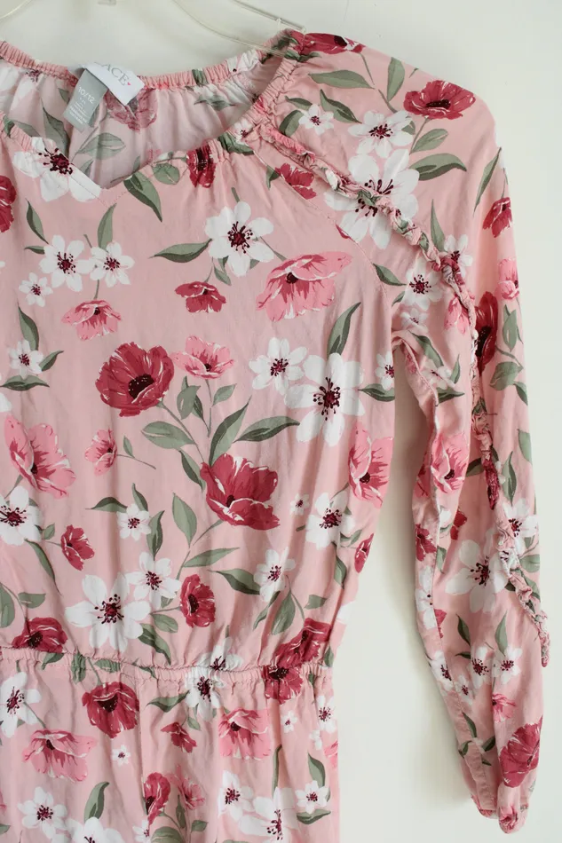Childrens Place Childrens Place Pink Floral Romper 1012 Earrings