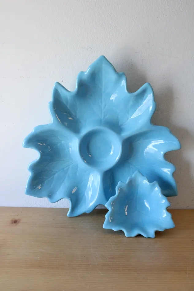 CM 1967 Blue Leaf Ceramic 2 Piece Tray Jubilee Thrift Rings