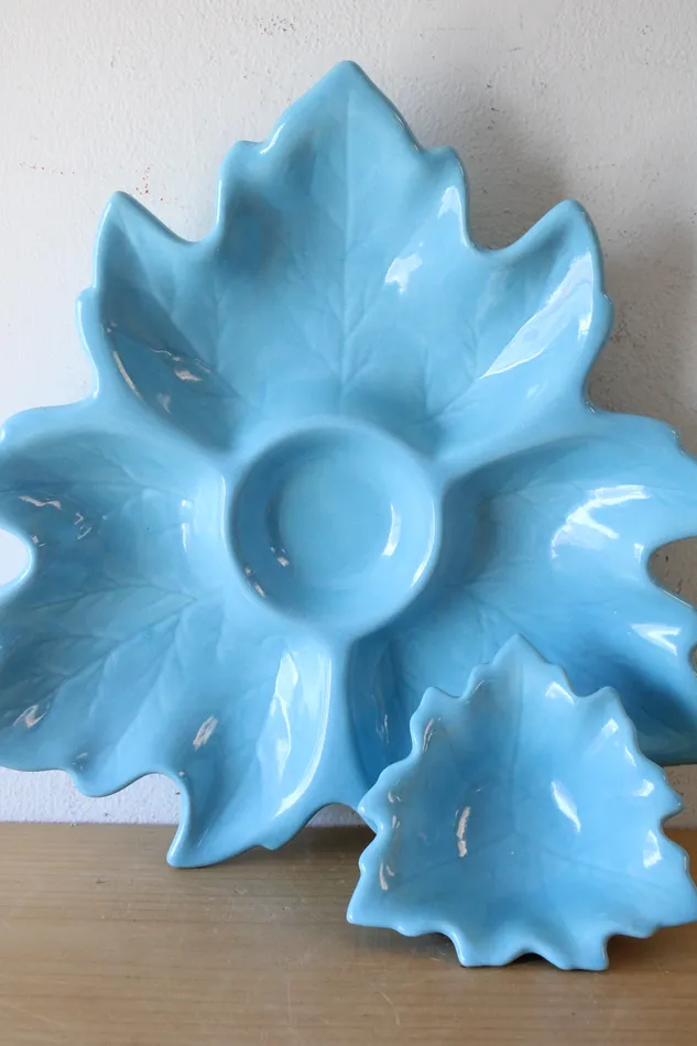 CM 1967 Blue Leaf Ceramic 2 Piece Tray Jubilee Thrift Rings