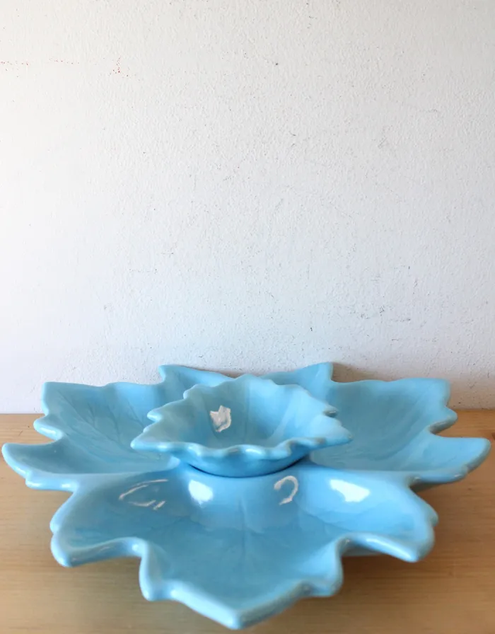 CM 1967 Blue Leaf Ceramic 2 Piece Tray Jubilee Thrift Rings