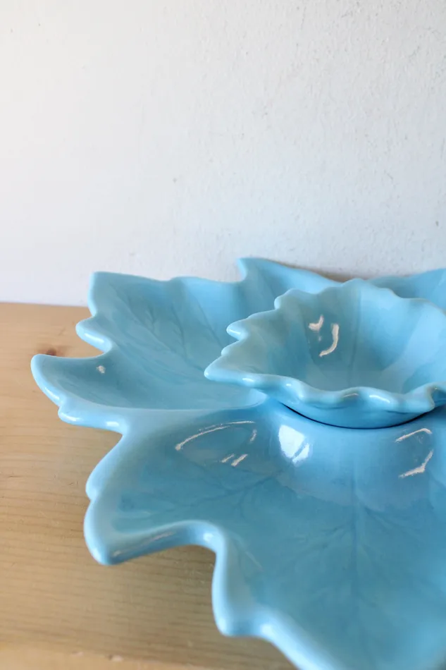 CM 1967 Blue Leaf Ceramic 2 Piece Tray Jubilee Thrift Rings