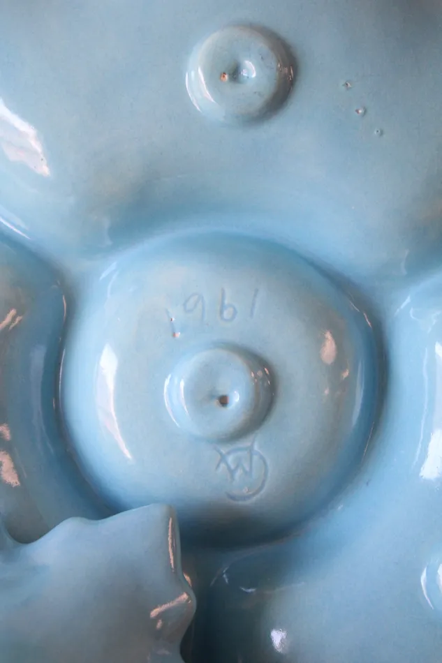 CM 1967 Blue Leaf Ceramic 2 Piece Tray Jubilee Thrift Rings