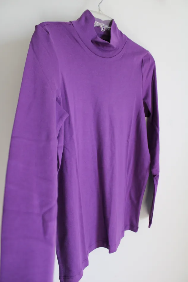 Coldwater Creek Purple Mock Neck Top M Coldwater Creek Earrings