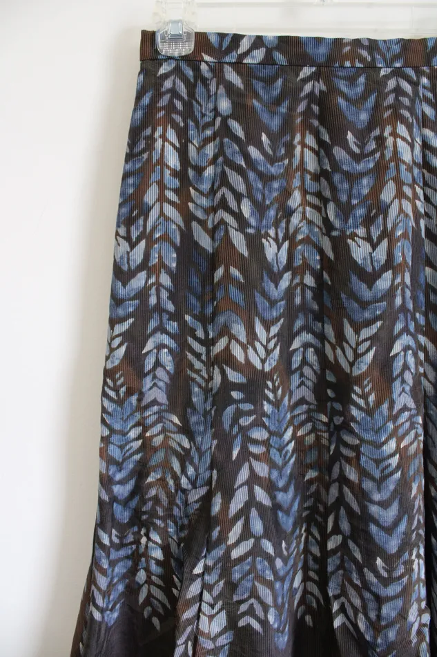 Coldwater Creek Rings Coldwater Creek Brown Blue Patterned Textured Flare Skirt XS Petite 4