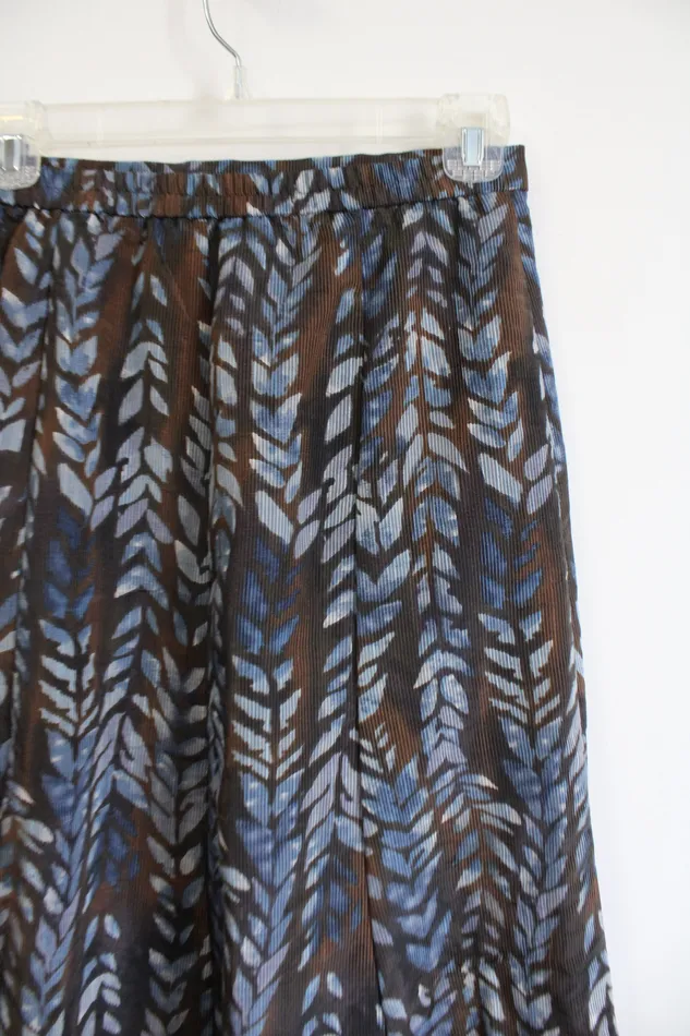 Coldwater Creek Rings Coldwater Creek Brown Blue Patterned Textured Flare Skirt XS Petite 4